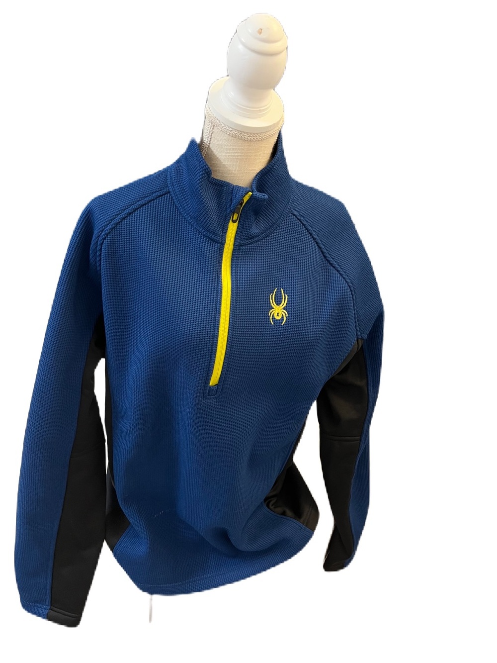 Spyder Men's Navy Blue Half-Zip Performance Jacket with Yellow Trim